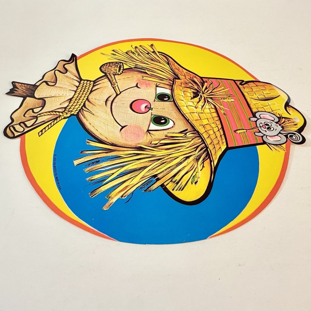 Vintage 1979 Beistle Scarecrow Die Cut Halloween Wall Decoration USA Mouse Hat - Picture 8 of 9